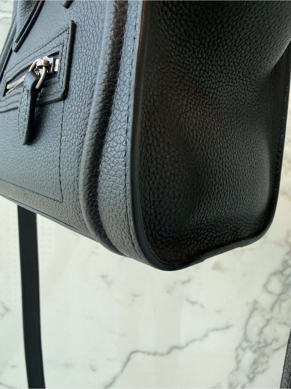 Celine Black Pebbled Leather Luggage Tote - Picture 7 of 8
